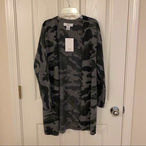 MAGASCHONI Cashmere Camo Open Front Cardigan in Olive Camo Size XS - Picture 3 of 9